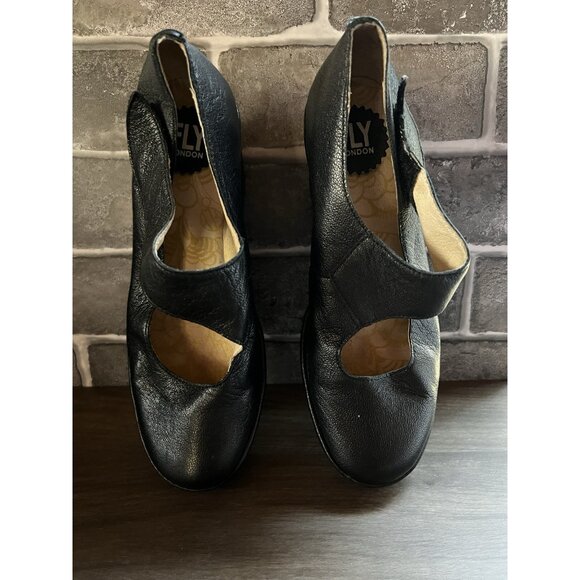 Fly London Yasi Mary Jane Pump Women's Sz 40 US 9 Black Wedge Heel Platform - Picture 4 of 13